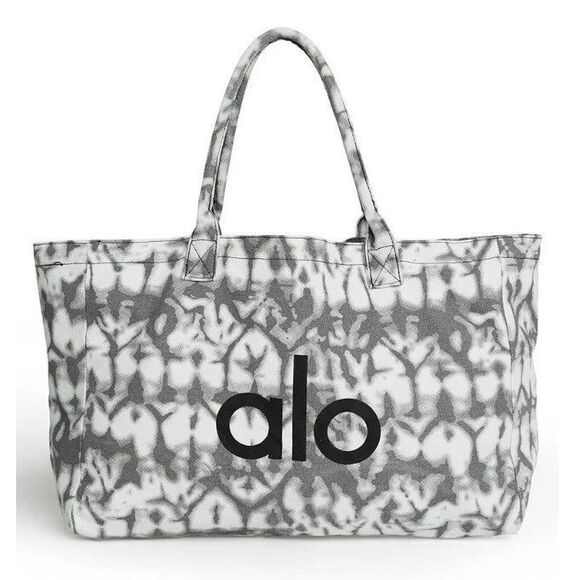 ALO Yoga Handbags - ALO Yoga Bag Gray Tie-Dye Canvas Cotton Large Tote Bag For Travel & Gym Carry-On